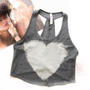 Free People Graphic Heart Print Racerback Crop Top
